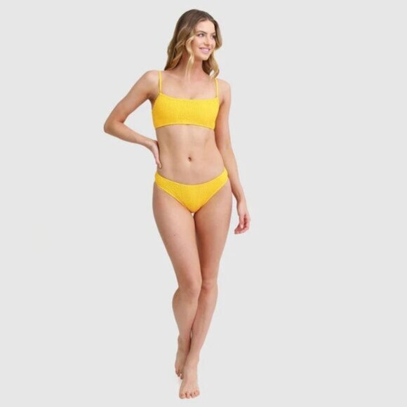 NWT Mosmann yellow lined ribbed bikini top and bottom set M - Picture 5 of 16